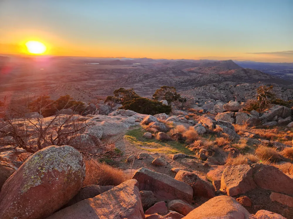 Sunset over Mount Scott and the Wichita Mountains near Lawton, Oklahoma
